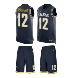 Men's Nike Los Angeles Chargers #12 Travis Benjamin Limited Navy Blue Tank Top Suit NFL Jersey