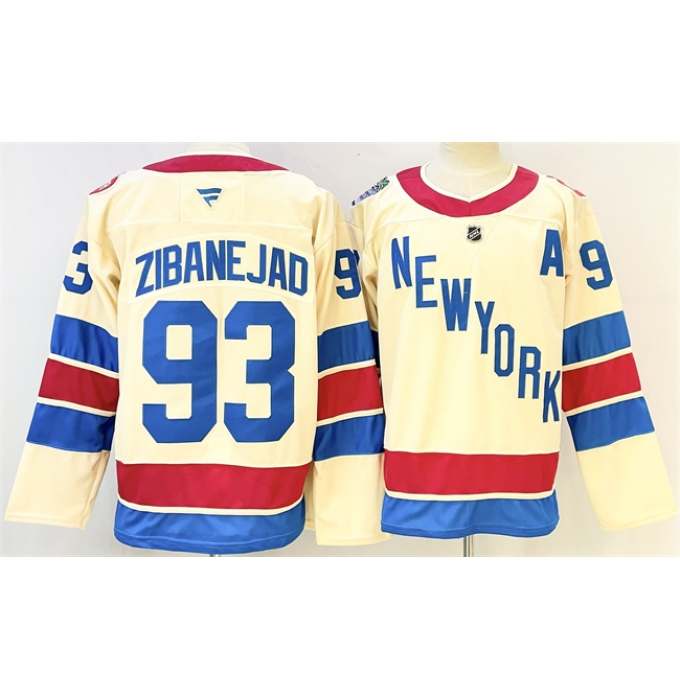 Men's New York Rangers #93 Mika Zibanejad Beige 2025-26 Winter Classic With A Stitched Hockey Jersey