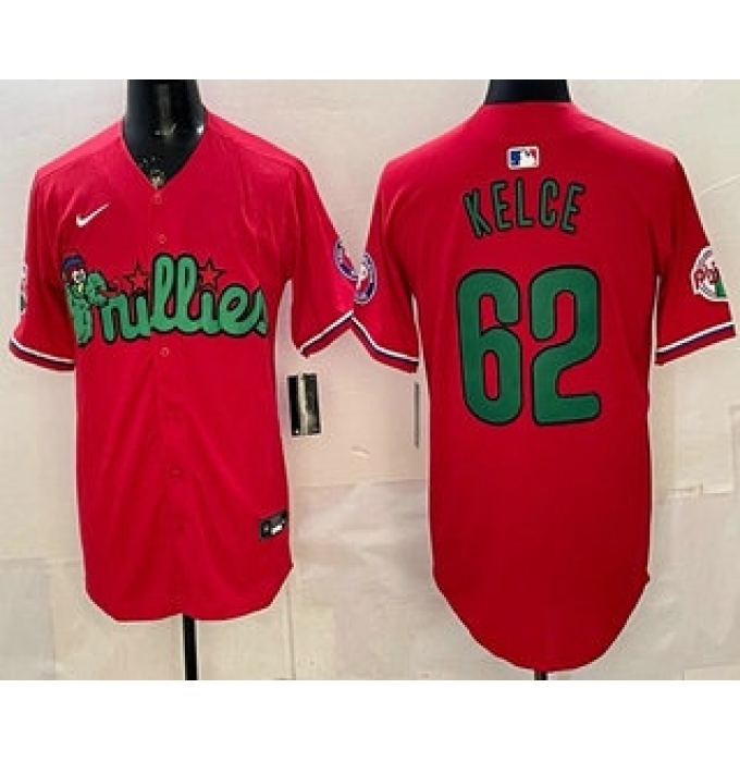 Men's Philadelphia Phillies #62 Jason Kelce Red Limited Stitched Jersey