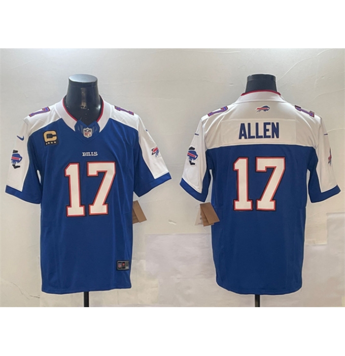 Men's Buffalo Bills #17 Josh Allen Blue White F.U.S.E. With 4-star C Football Stitched Jersey