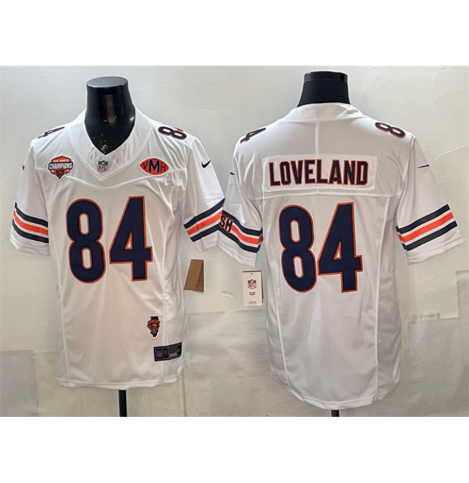 Men's Chicago Bears #84 Colston Loveland White F.U.S.E. 2025 NFC North Champions & VMH Vapor Untouchable Limited Stitched Football Jersey