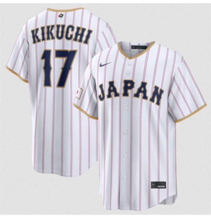 Men's Japan Baseball #17 Yusei Kikuchi White 2026 World Baseball Classic Home Stadium Stitched Jersey