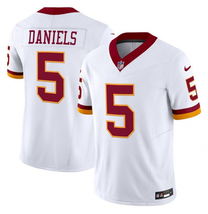 Men's Washington Commanders #5 Jayden Daniels White 2025 F.U.S.E. Throwback Vapor Limited Football Stitched Jersey