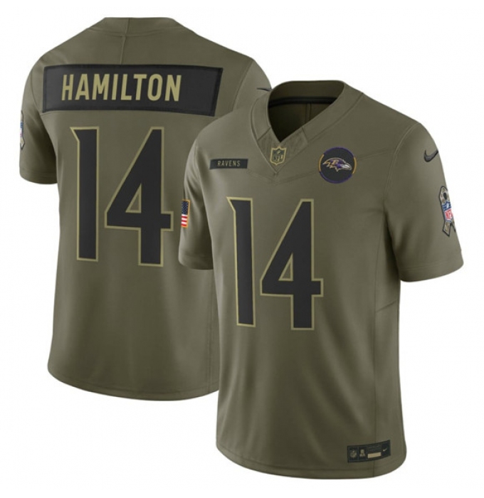 Men's Baltimore Ravens #14 Kyle Hamilton Olive 2025 F.U.S.E. Salute to Service Limited Football Stitched Jersey