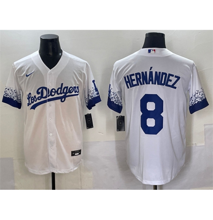 Men's Los Angeles Dodgers #8 Enrique Hernández White City Connect Cool Base Stitched Jersey