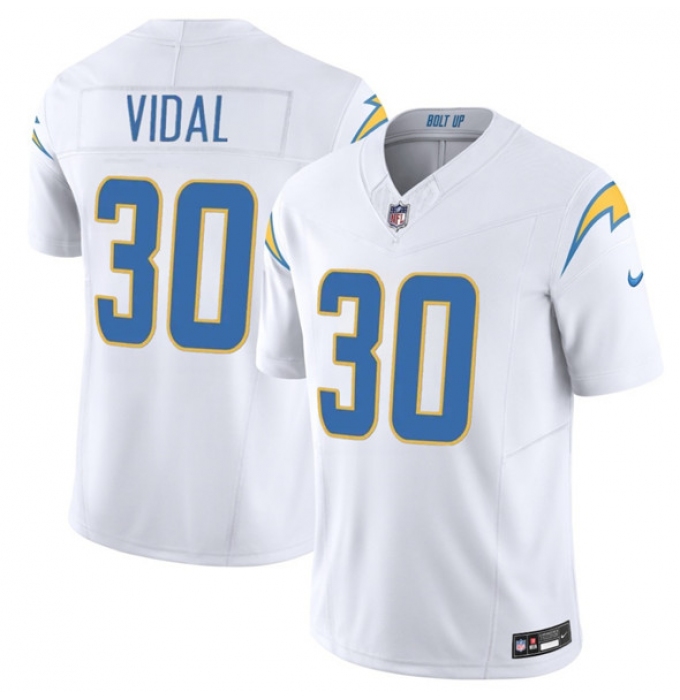 Men's Los Angeles Chargers #30 Kimani Vidal White 2025 F.U.S.E. Vapor Limited Football Stitched Jersey