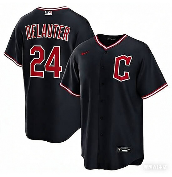 Men's Cleveland Guardians #24 Chase DeLauter Navy 2025 Alternate Limited Stitched Baseball Jersey