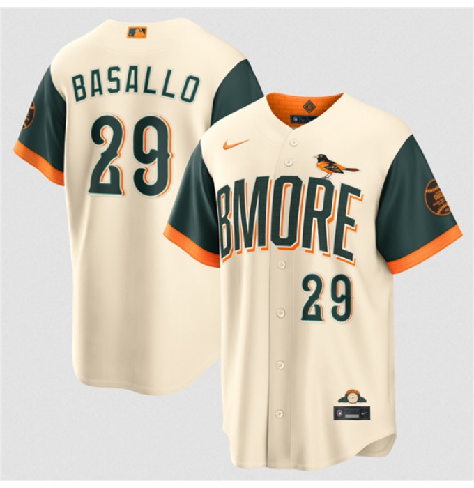 Men's Baltimore Orioles #29 Samuel Basallo Natural 2026 City Connect Stadium Stitched Baseball Jersey