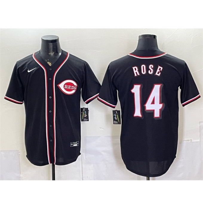 Men's Cincinnati Reds #14 Pete Rose 2026 Fashion Replica Black Out Stitched Baseball Jersey