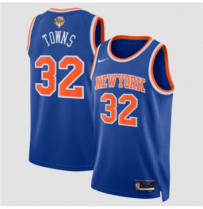 Men's New Yok Knicks #32 Karl-Anthony Blue 2026 Finals Icon Edition Stitched Basketball Jersey