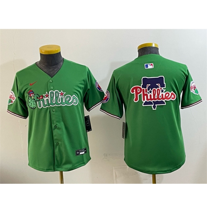 Youth Philadelphia Phillies Team Big Logo Green Phanatic Limited Stitched Jersey